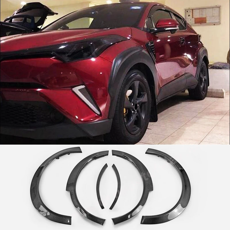 6 шт. для Тойота C-HR CHR- черный Переднее и заднее колесо арки крыла осветители крышки протектор литья автомобиля Стайлинг Аксессуары
