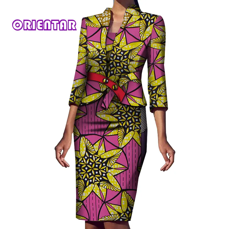 Комплект из 2 предметов женское Африканское пальто и платье элегантный