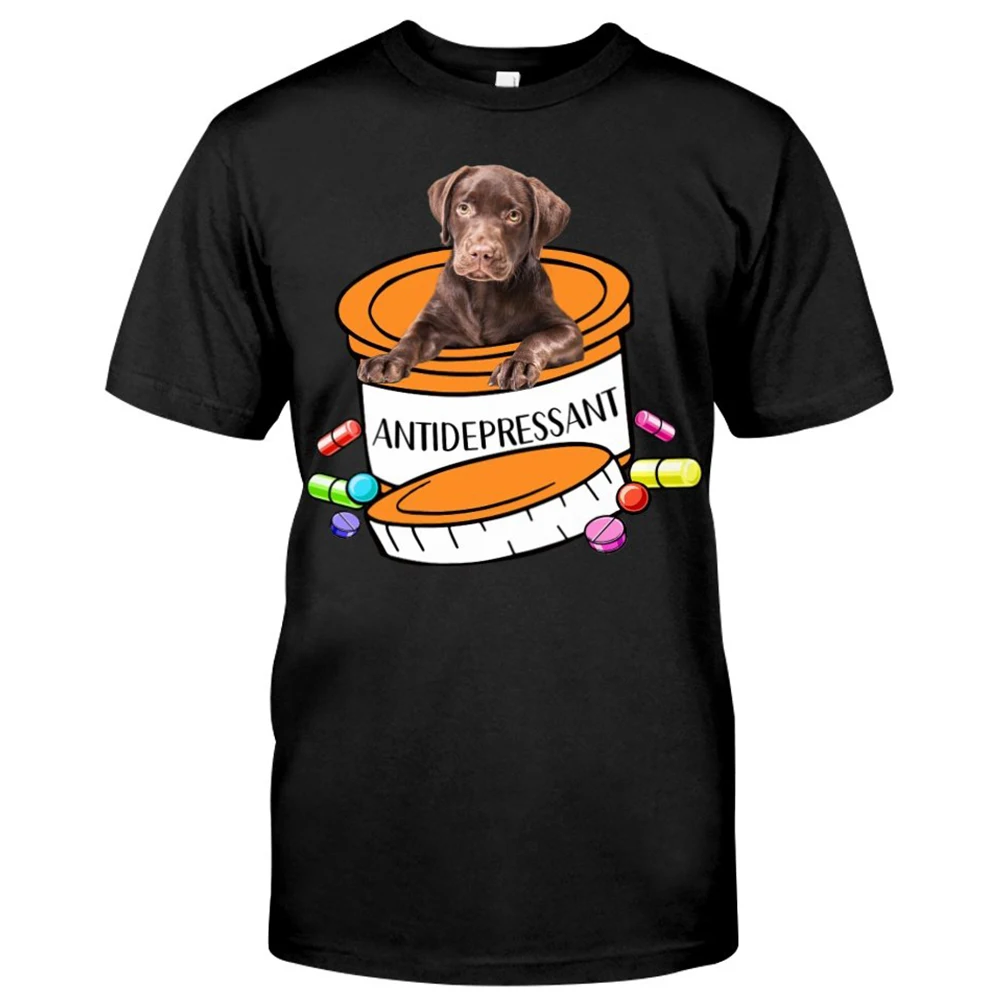 

Cotton T-Shirt Fashion Animal Brown Labrador Dog Cotton T-shirts Printed Harajuku Casual Round Neck Tops Funny Cotton Black Tees