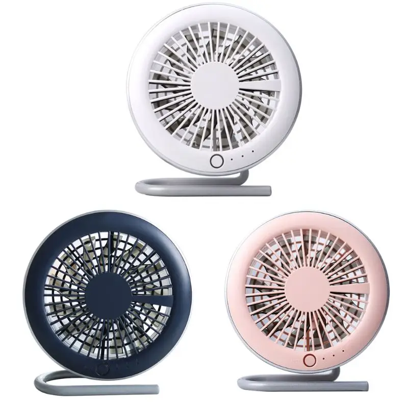 

Table Tiny Round Fan Quiet Operation Adjustable Tilt 360 Degree Rotating USB Rechargeable Household Appliances U1JE