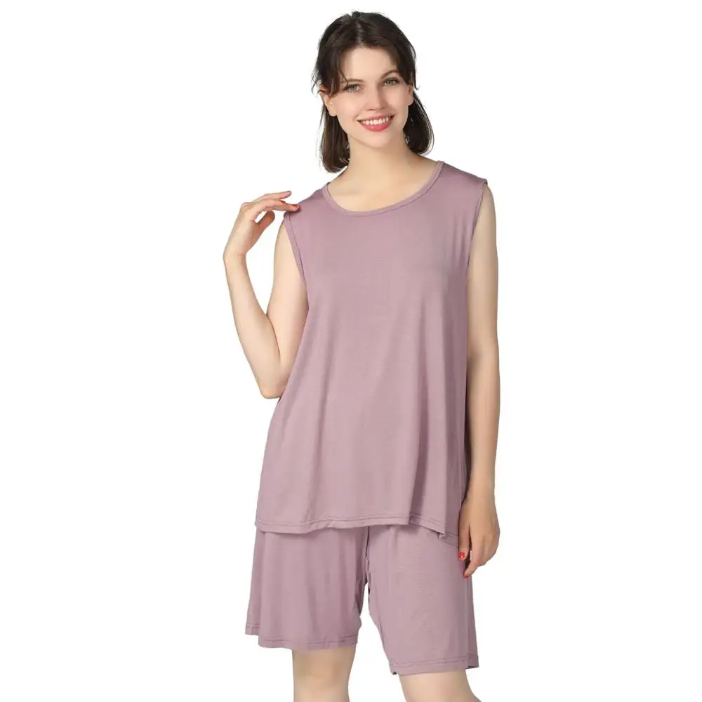 

Летняя новая Пижама, Женская Повседневная Пижама без рукавов с круглым вырезом и эластичной резинкой на талии, 3XL-7XL размера плюс, женские пижамные комплекты