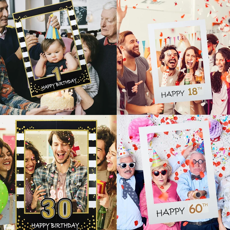 Cadre De Photomaton Pour Fete D Anniversaire 1 18 21 30 40 50 60 Accessoires Photo Pour Bebe Decor En Papier Joyeux Anniversaire Aliexpress