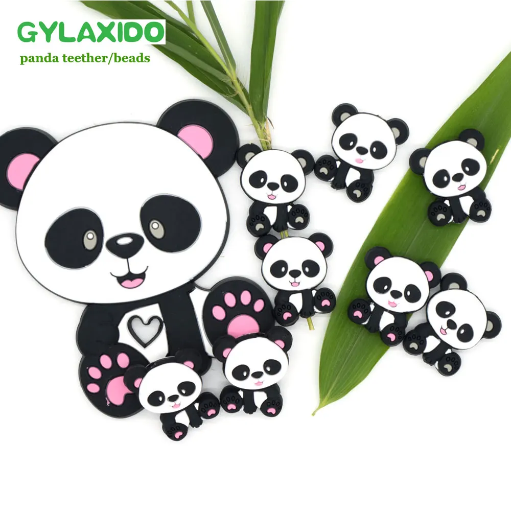 GYLAXIDO Panda Perle силиконовые бусины BPA Free Siliconen Kralen Mordedor Прорезыватели для зубов сделай