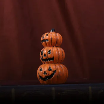 

Micro Landscape Halloween Three Pumpkin Heads CResin Craft Decorative DIY Miniature Material Ornament for Moss Garden Flowerpot