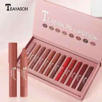 

Lips Makeup Lipstick Lip Gloss Long Lasting Moisture Cosmetic Lipstick Red Lip Matte Lipstick Waterproof Maquillaje 12 Pcs/set
