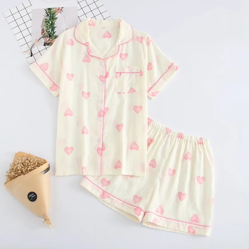 YZL-14 Short Pyjamas Women Cotton Short Sleeves Ladies Pajama Sets Shorts Japanese Simple Cute Cartoon Sleepwear Women Homewear - Цвет: YZL-14