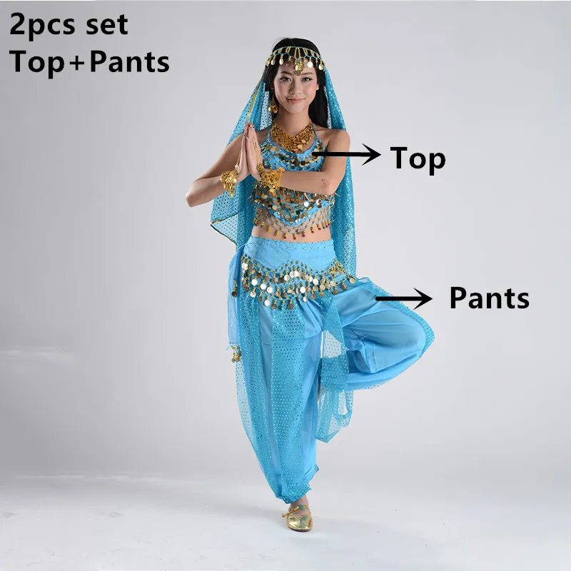 Костюмы для танца живота для продажи, штаны для женщин, Болливуд, индийский Египетский танец живота, платье для танцев размера плюс, для взрослых женщин, индийская одежда - Цвет: Turquoise 2pcs set