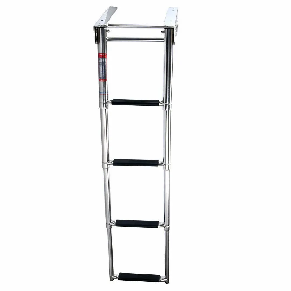 Boat Stainless Steel 4-Step Folding Telescoping Ladder for Marine Under platform Ladder convenient non slip foot resting under desk office use footstool wooden step stool