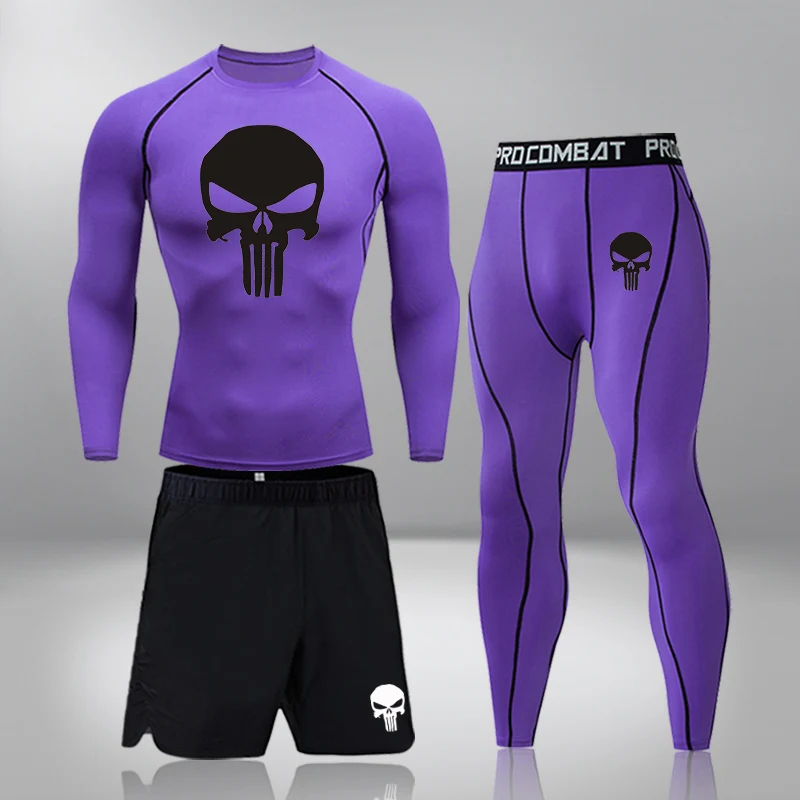Gym Fitness Clothes Running Jogging Sport Wear Workout Tights Compression Sports Suit 3 Pcs/Set Mens Thermal Underwear 2
