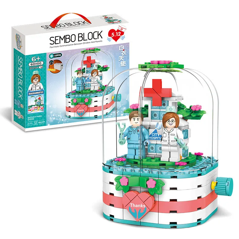 

Toys for Children White Angel Rotating Light Cabin Model Kit Girls Diy Educational Assembling Building Block Brick Kids Gift T21