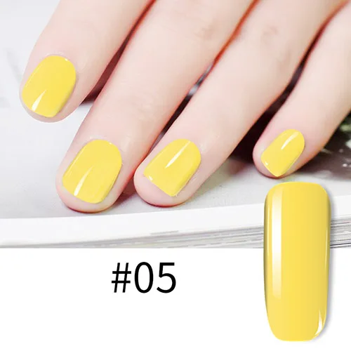 Желтый цвет серии УФ Гель-лак Новая мода женский чистый цвет маникюрный лак lakiery hybrydowe дизайн ногтей - Цвет: 05
