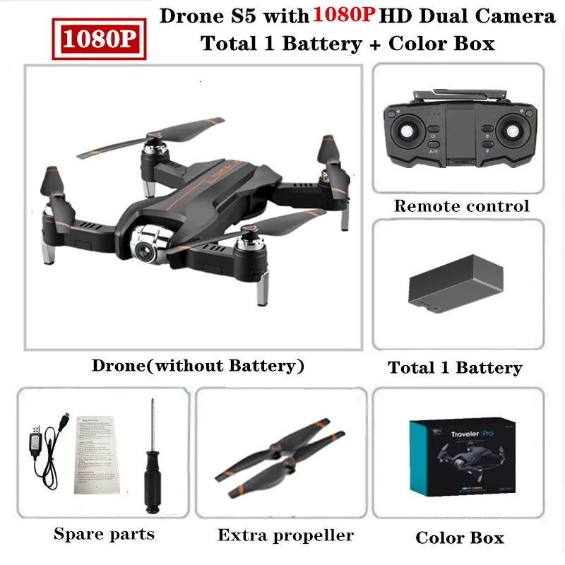1080P-Color Box-1 Радиоуправляемый Дрон 4K HD камера WiFi FPV оптический поток Следуйте Квадрокоптер держать высоту полета RC вертолет игрушки подарок - Цвет: 1080P-Color Box-1