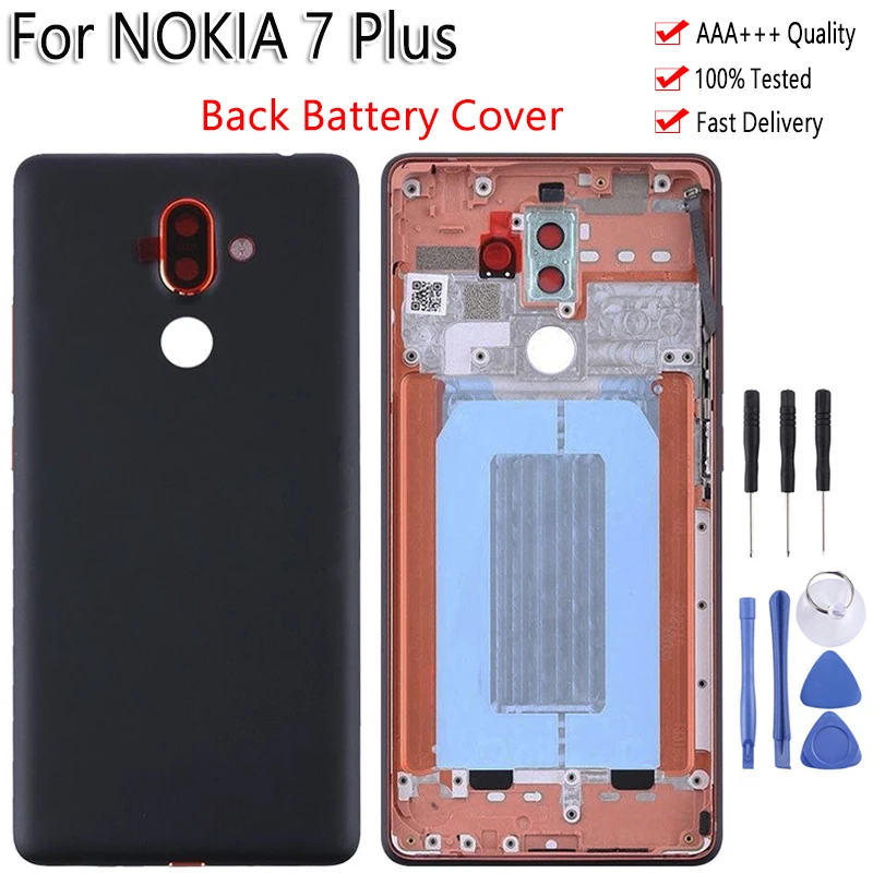 Задняя крышка батарейного отсека для Nokia 7 Plus с объективом для Nokia 7 PLUS TA-1062 TA-1046 TA-1055 задняя крышка батарейного отсека