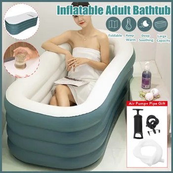 

156x85x55cm Portable Inflatable Adult PVC Warm Bath Bathtub Foldable Indoor Bathroom Tub SPA Bottom Insulation With Air Pump