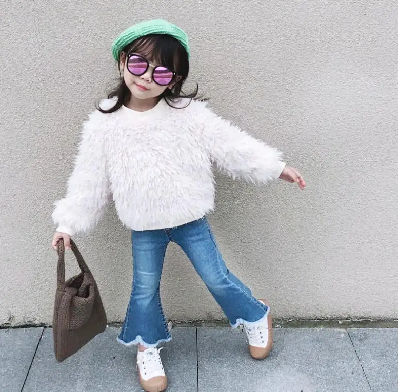 New Girls Fleece T-Shirt Autumn Winter Cotton Fashion Girls Sweatshirt 2-8t PQ485