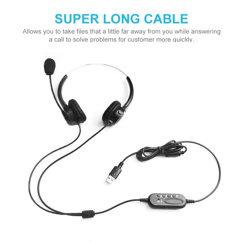 103U USB Binaural Headset Wired Headset Stereo USB Noise Cancelling Microphone Headset Call Centre Office Traffic Headset New