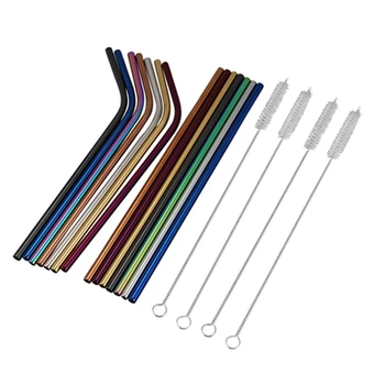 

Multicolor Colorful Stainless Steel Straws 8.5 Inch Rainbow Metal Drinking Reusable Straws For 30/20Oz Tumbler Fda-Approved Eco-