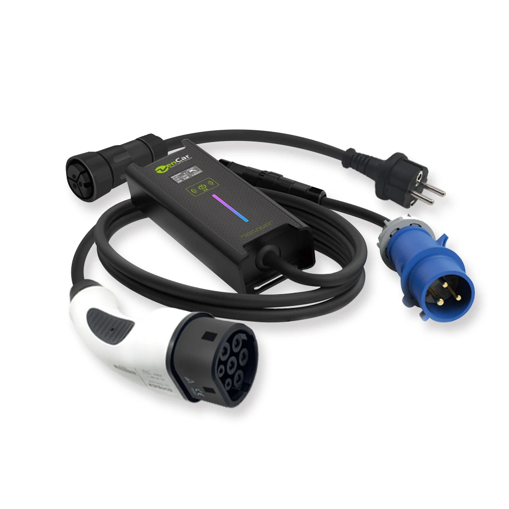 のソルトミ Zencar 32a3相調整可能ポータブルev充電器タイプ2、ceeプラグ付き22kw電気自動車カーチャージャー Buy