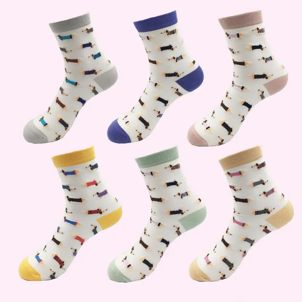 Animal Women Socks Colorful Cute Sausage Dog Cotton Cartoon Couple lady Girl Spring Summer Socks Zoo