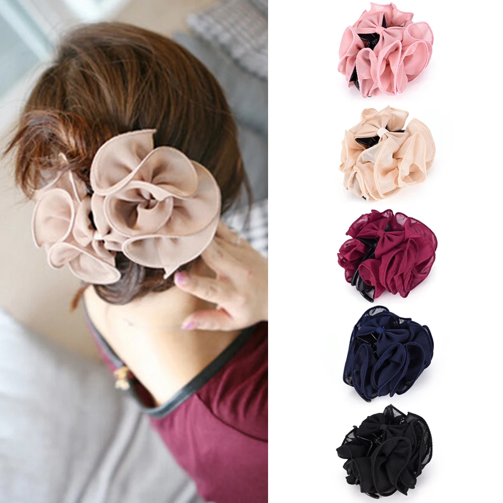 New Crab For Hair  Chiffon Hair Clips For Women Flower Barrettes Girls Claws Bowknot Hair Accessories For Female Hairpin