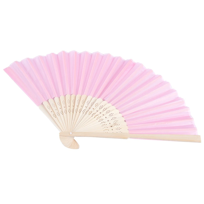 NEW 1pcs Luxurious Silk Fold hand Fan in Elegant Laser-Cut Gift Box Random Color