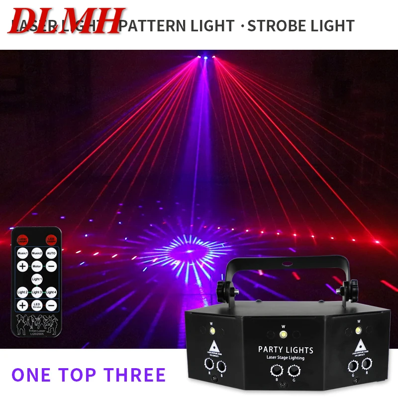 

DLMH Laser Lamp Flashlight Sound Control Stage DJ Light with Remote Control 9 Holes For KTV Christmas Projection Light