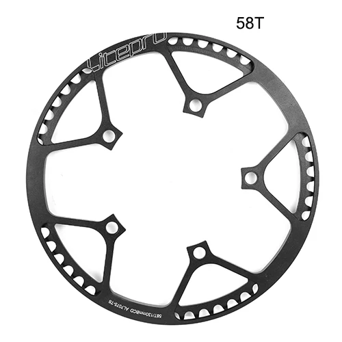 Litepro трек велосипедный шатун бензопила 130BCD 41T 45T 47T 53T 56T 58T одна скорость BMX цепь колеса 170 мм складной велосипед рукоятка - Color: 58T Black chainring