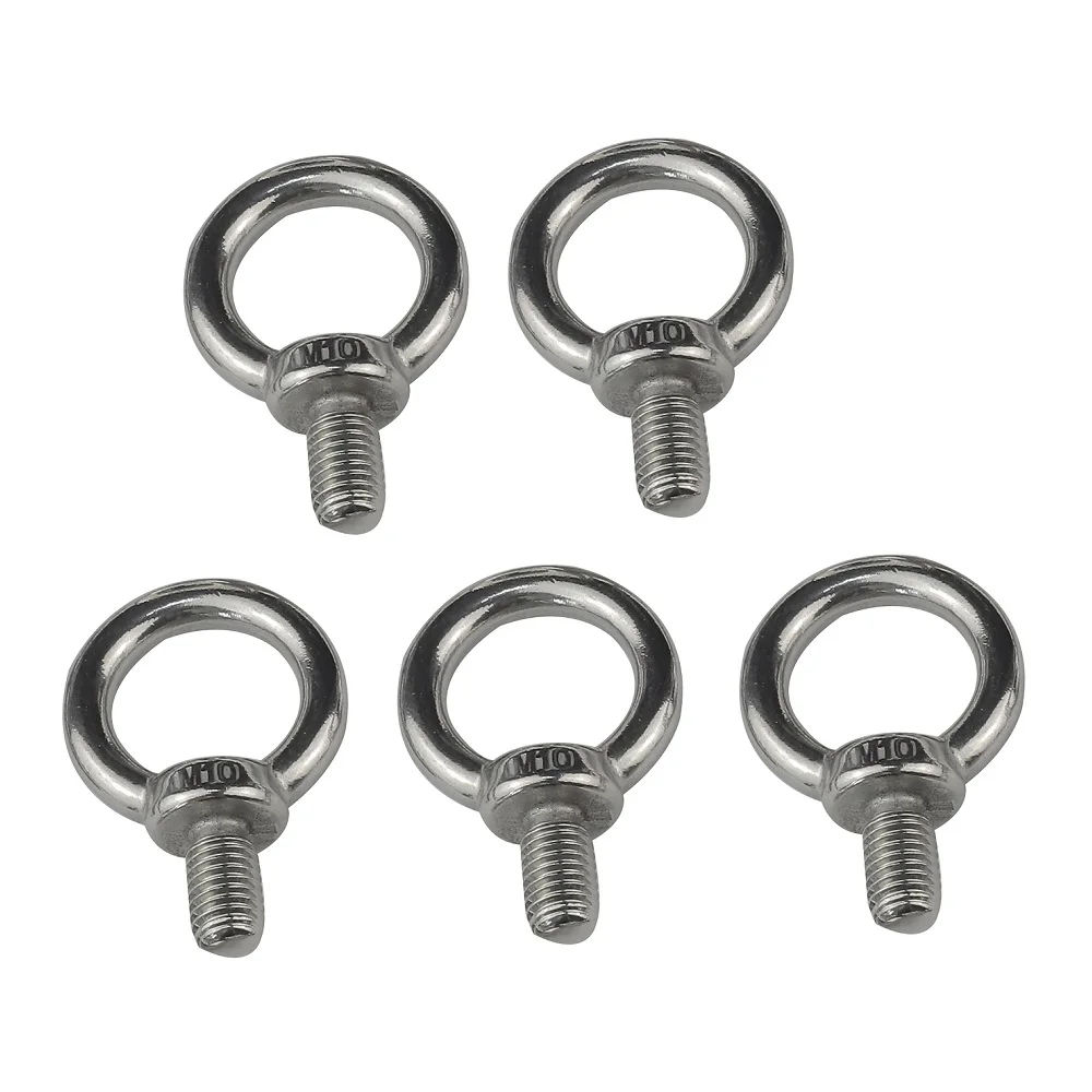 

5PCS 304 Stainless Steel JIS 1168 Threaded Lifting Eye Bolt M5 M6 M8 M10 M12 Heavy Duty Rigging Hardware Screw Eye Bolt