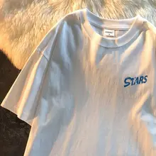 T shirt manches courtes pour hommes et femmes, ample et esthétique, avec lettres imprimées, tendance, collection été 2021 