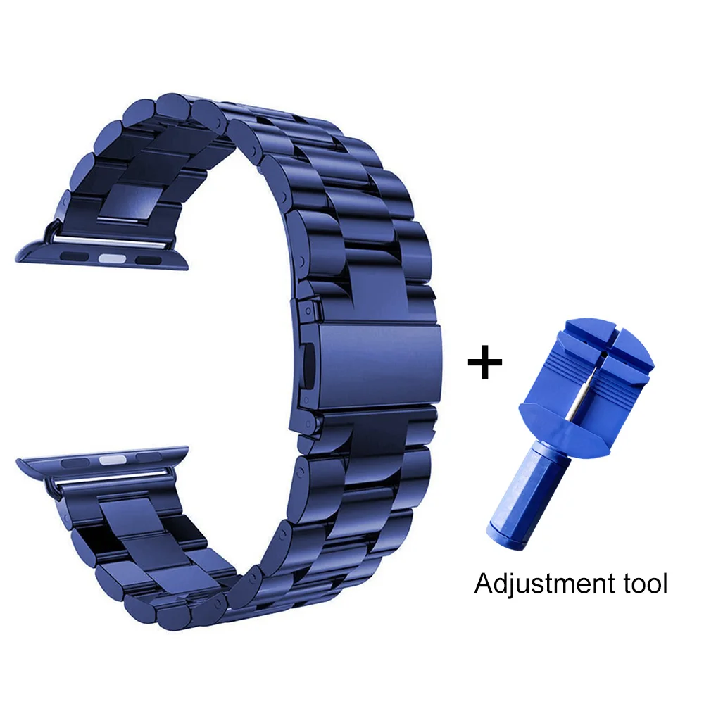 blue and tool Ремешок из нержавеющей стали для Apple Watch, 42 мм, 38 мм, 44 мм, 40 мм, металлический браслет для наручных часов iwatch, серия 4, 3, 2, 1 - Цвет ремешка: blue and tool