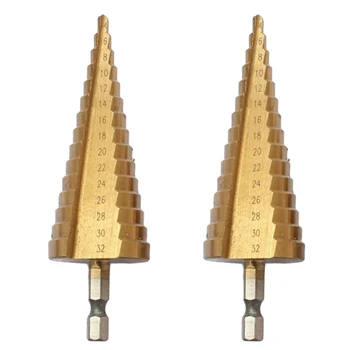 

4-32mm Hex Titanium Step Cone Drill Bit Hole Cutter HSS 4241 Ladder Drill For Woodworking Wood Metal Drilling