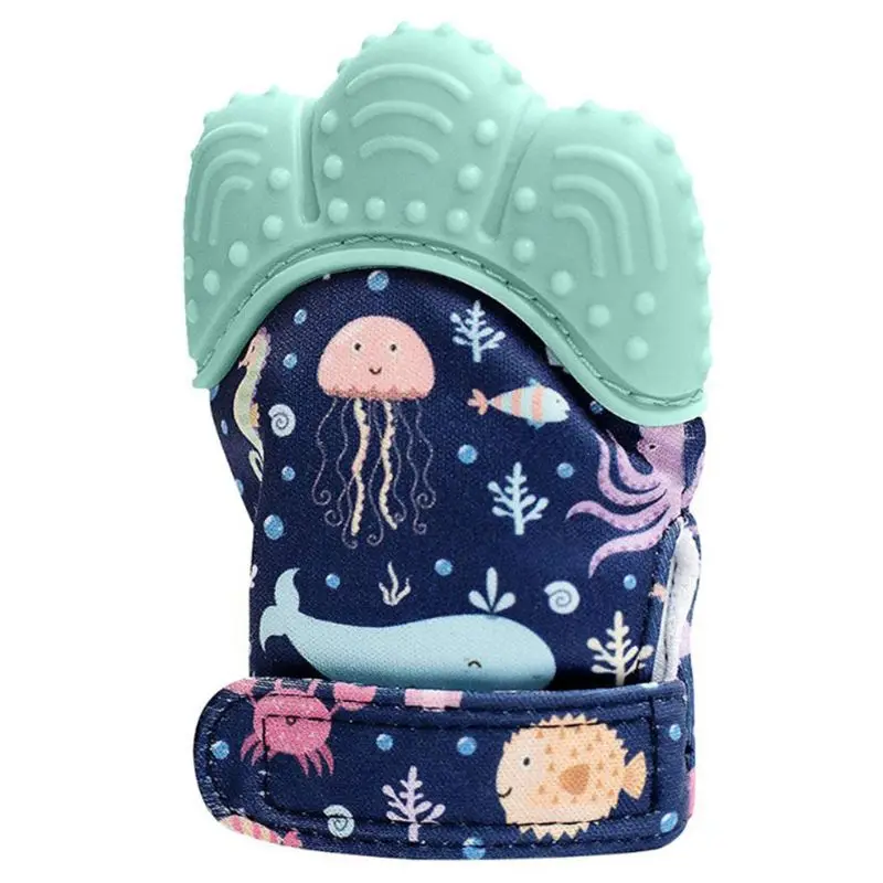 Детские перчатки-грызунки, скрипучий шлифованный зуб, уход за полостью рта, Прорезывание Зубов, облегчение боли, новорожденный, укус, звук жевания, игрушки, Регулируемый Силиконовый BPA