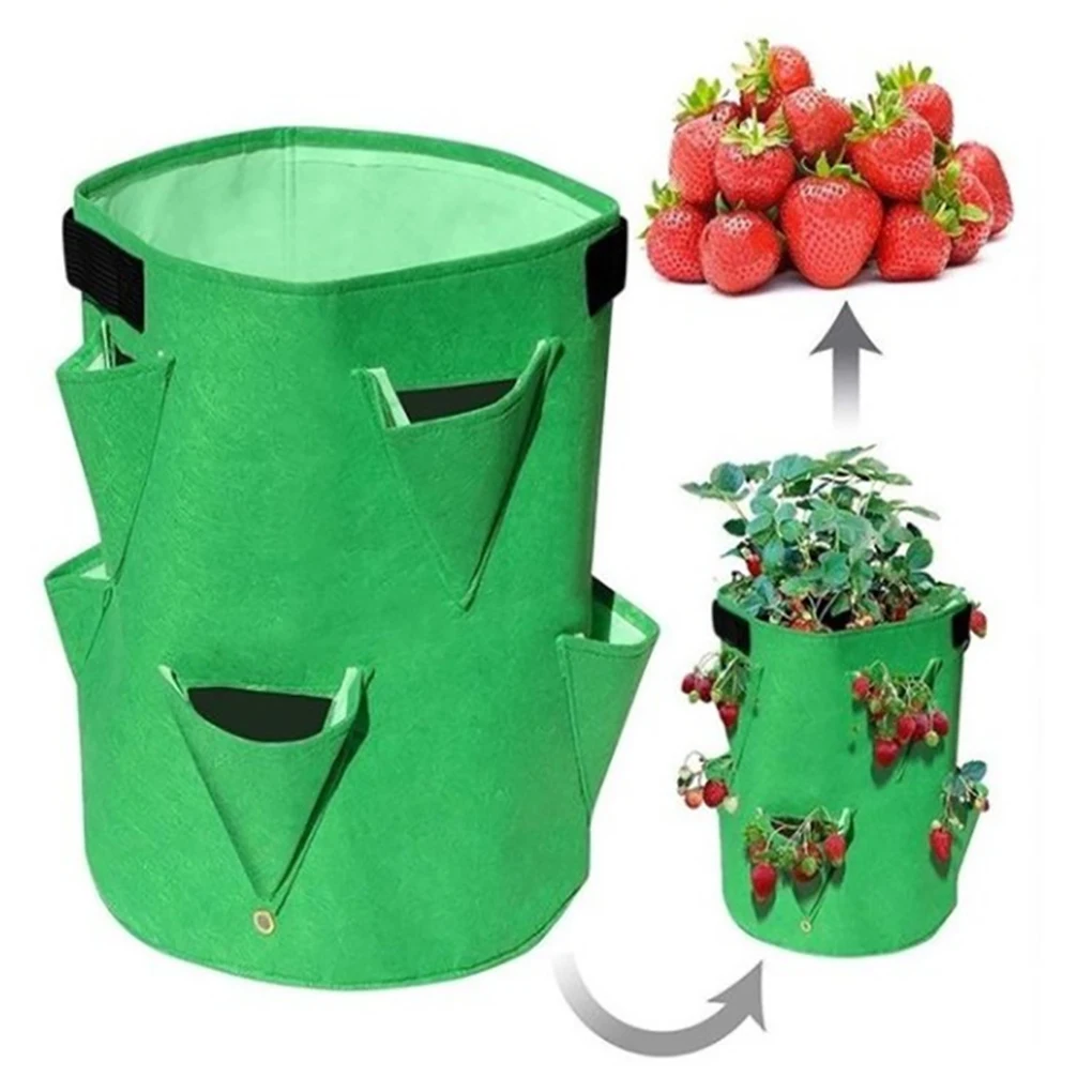 Strawberry Plant Grow Bag Home Garden Portable Potato Flower Vegetable Planter Pot PouchGrow