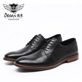 

DESAI 2020 Spring Summer New Arrive Genuine Leather Shoes Men's Business Dress Lace-up Men Derby Shoes High Quality Business