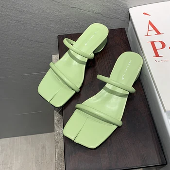 

Sandals Women House Slipper Summer Wedge Shoes Block Heel Shoes Casual Toes Fashion Women Sandals Middle Heels Flat Slipper