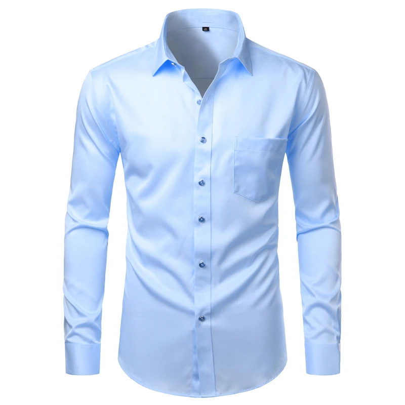 Sky Blue Men's Bamboo Fiber Dress Shirt 