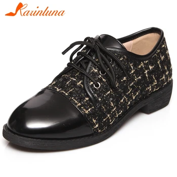 

KARINLUNA Classic Female Fashion Low Heel Leisure Pumps Lace Up Mixed Color Round Toe Spring Pumps Women Shoes Woman