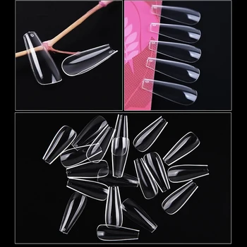 

600Pcs/Pack Clear Clear French False Nail Long Flat Head Piece Half Cover Tips Finished Matte Fake Nail Patch For Women