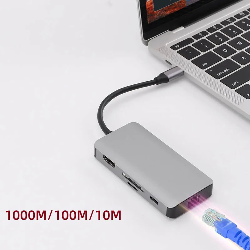 Горячая-7 в 1Hub Тип C док-станция к HDMI гигабитная сеть USB3.0+ SD/TF PD кардридер концентратор