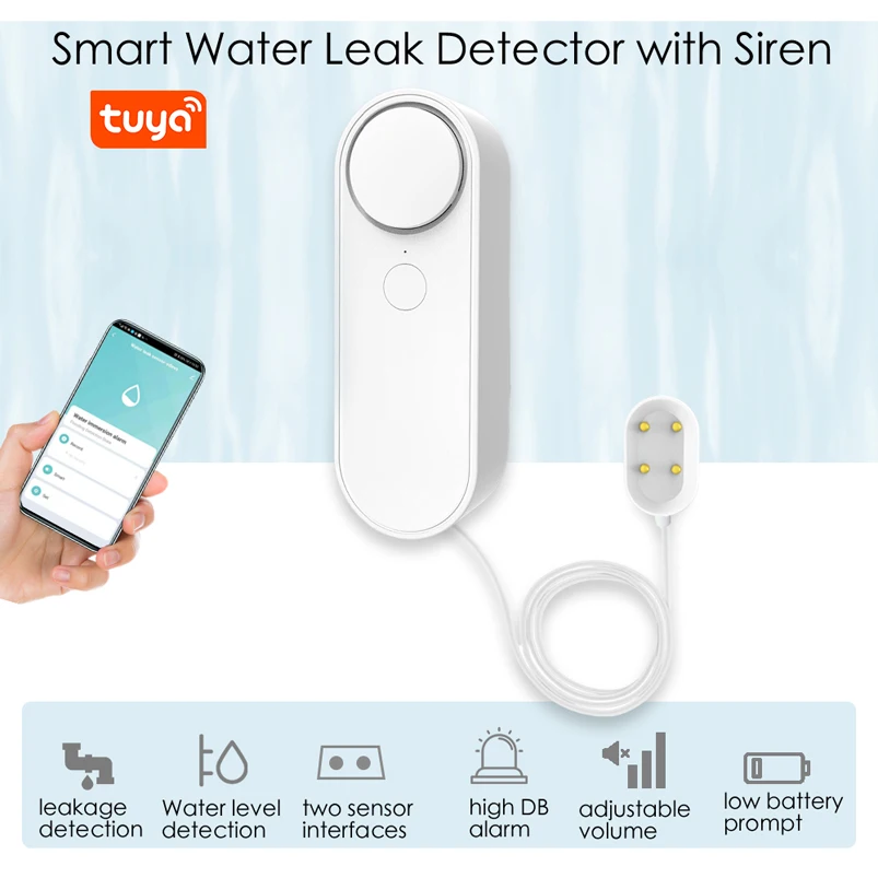 Wifi Battery Operated Overflow Water Sensor,Smart Water Leak Sensing