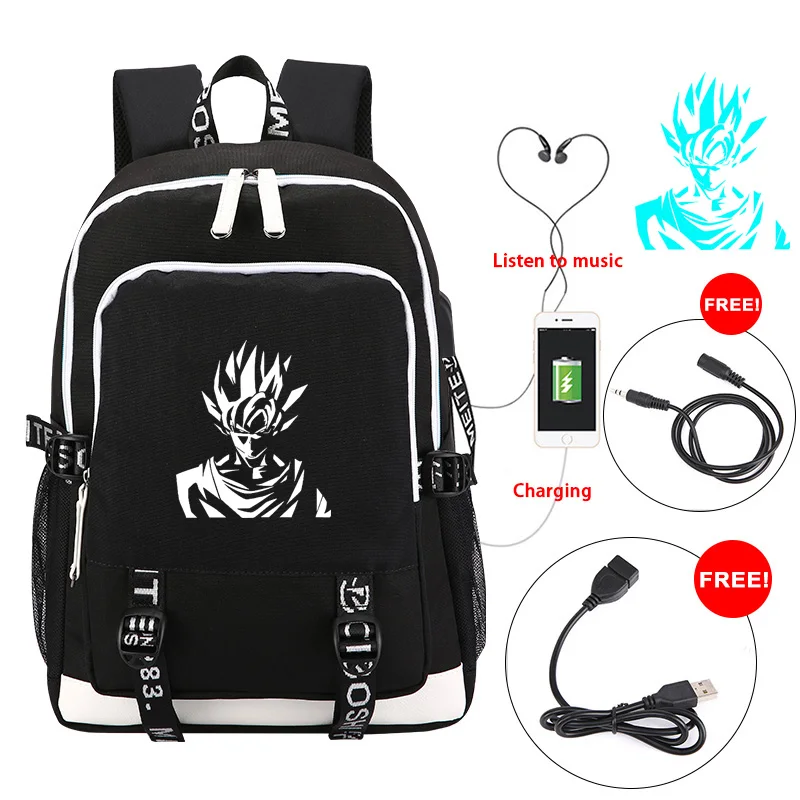 

Luminous Dragon Ball Z Backpack For Boys Girls Back to School Shoulders Backpacks New Usb Charging Teenagers Travel Bags