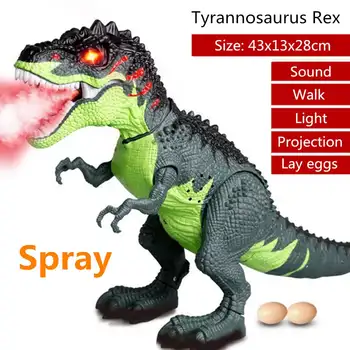 

Electric Tyrannosaurus Lighting Sound Simulation Dinosaur Toys Green Model Projection Spraying Water Crawl Educational Kids Gift
