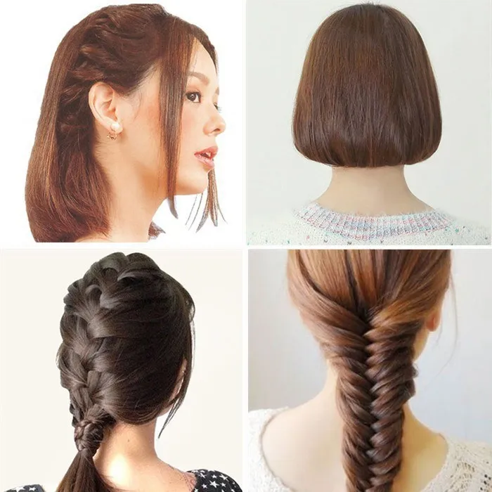 

Flexible Full Set Children Braided Hair Useful Product Meatball Head Hair Band Centipede Girls Princess Little Girl Braid Hair E