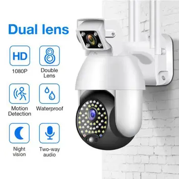 

Dual Lens 1080P PTZ IP Security Camera Outdoor Speed Dome Wireless WIFI Waterproof Camera Night Vision IR Motion Detection Camer