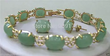

Free Shipping>>Natural Green Aventurine bracelet earrings set AAA
