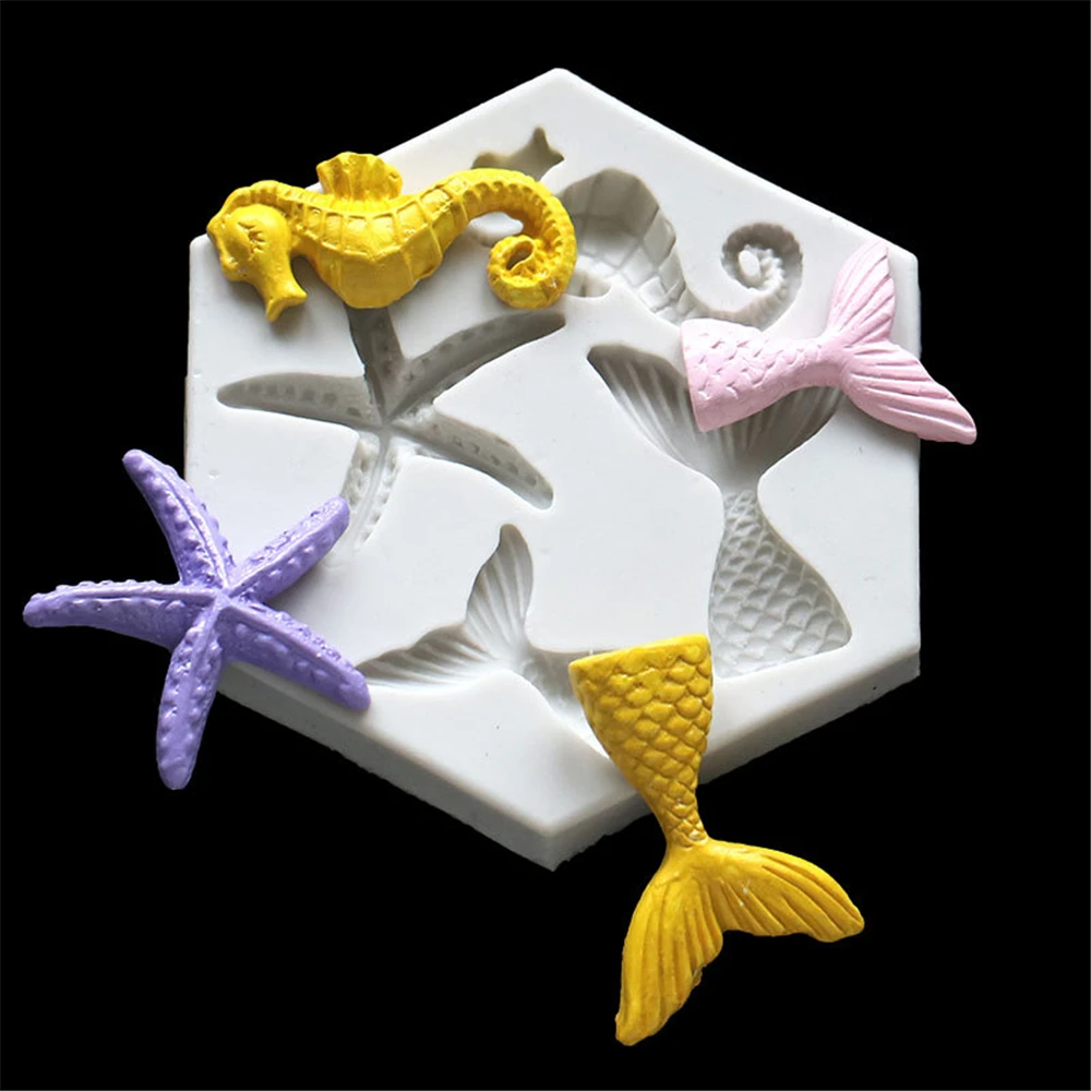 Description Picture 5 of itemMermaid Starfish Baked Silicone Mold DIY Fondant Cake Decorating Accessories Seahorse Liquid Silicone Mold Butterfly Baking Tool