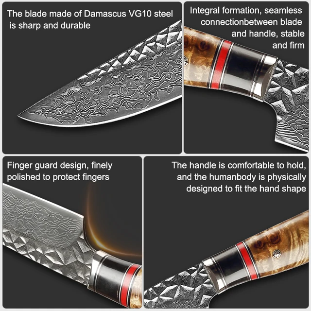 7 Hüvelykes Többcélú Damaszkusz Vg10 Acélszakács Kés Húskés Steak Szeletelő Fehér Árnyék Fa Fogantyú Kenyérkés - Image 2