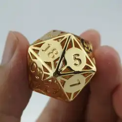 Rollooo один D20 из полотого металла игральная кость 20 Двусторонняя золотая для ролевых игр, коллекция Цепочки и ожерелья