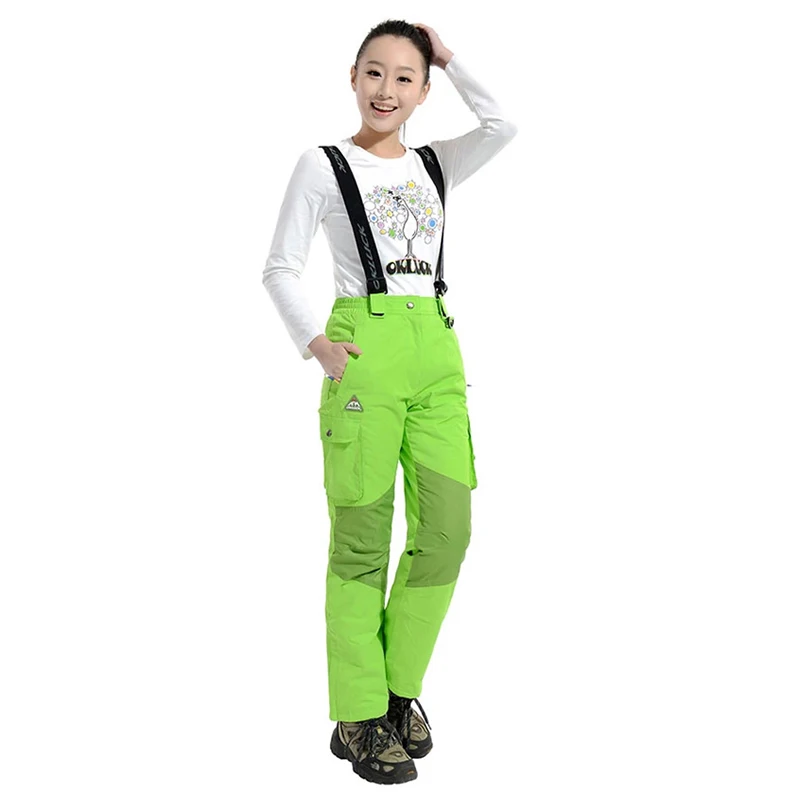 TWTOPSE Сноубординг зимние лыжные штаны женские водонепроницаемые Зимний ветрозащитный Теплый спортивные брюки термальный поход скейт брюки - Цвет: Green Women Pants