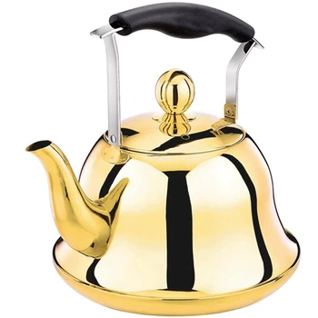 

LIXF Whistling Kettle for Gas Stove 2L Steel Whistle Tea Kettle Water Bottle Titanium Gold